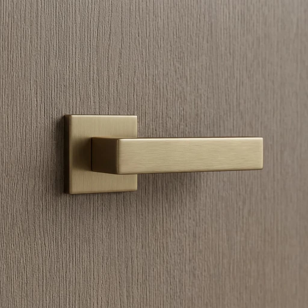 Herraje latón cepillado para puerta acústica Nexora