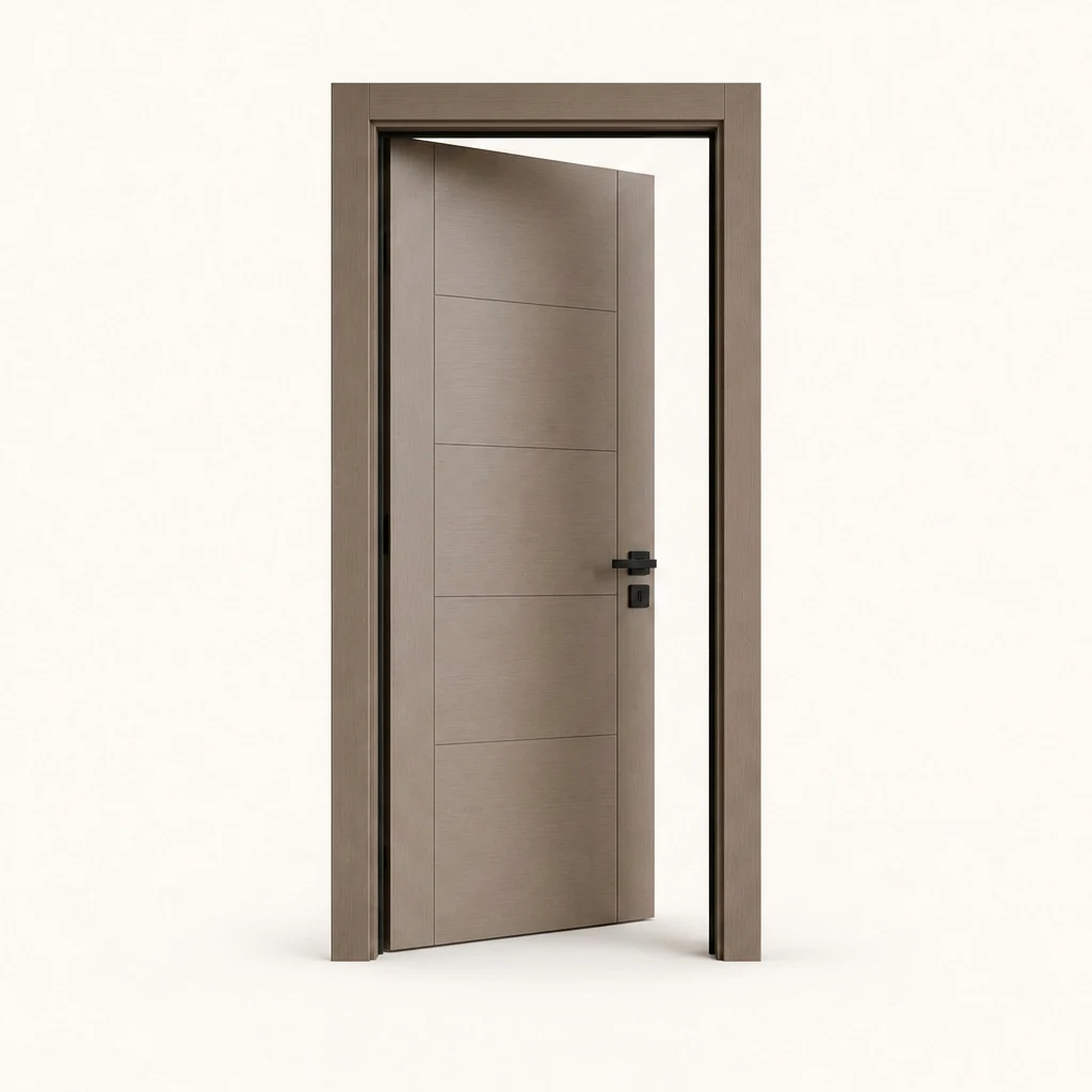 Puerta acústica Privacy 40 entreabierta, sello perimetral visible